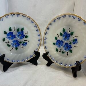 Two Vintage Anchor Hocking, Fire King "Shell" salad plates